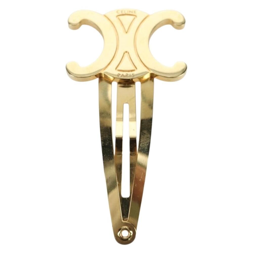 Celine Barrette Triomphe Hair Clip Metal Gold Tone